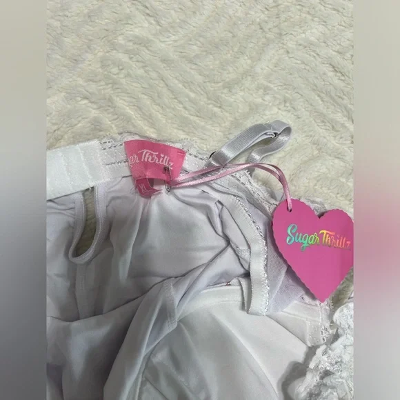 Sugar Thrillz White Floral Corset Mini Dress Coquette Fairycore Y2K NWT XL - Picture 6 of 11